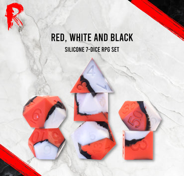 Red, White & Black Silicone Dice RPG Set - Ronin Games