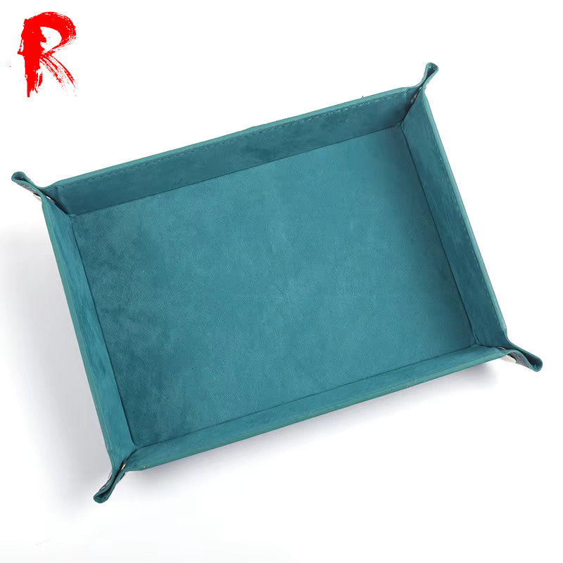 Velvet Folding Dice Tray - Sea Blue (19cm x 13.5cm) - Ronin Games - RGDT-111