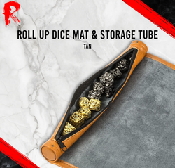 Roll Up Dice Mat & Storage Tube - Tan Leather