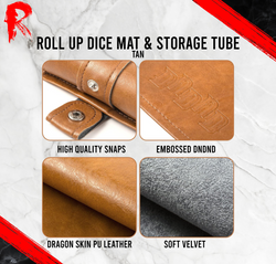 Roll Up Dice Mat & Storage Tube - Tan Leather
