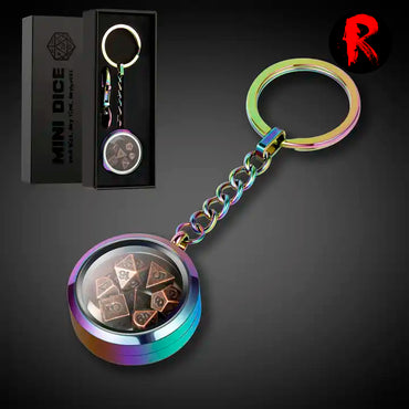 Keychain Mini Metal Dice (Ancient Brass) - Rainbow - Ronin Games MT-016