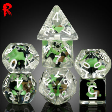 Oracle of the Spiral - Clear Resin Dice with Snail - Ronin Games Dice SA007