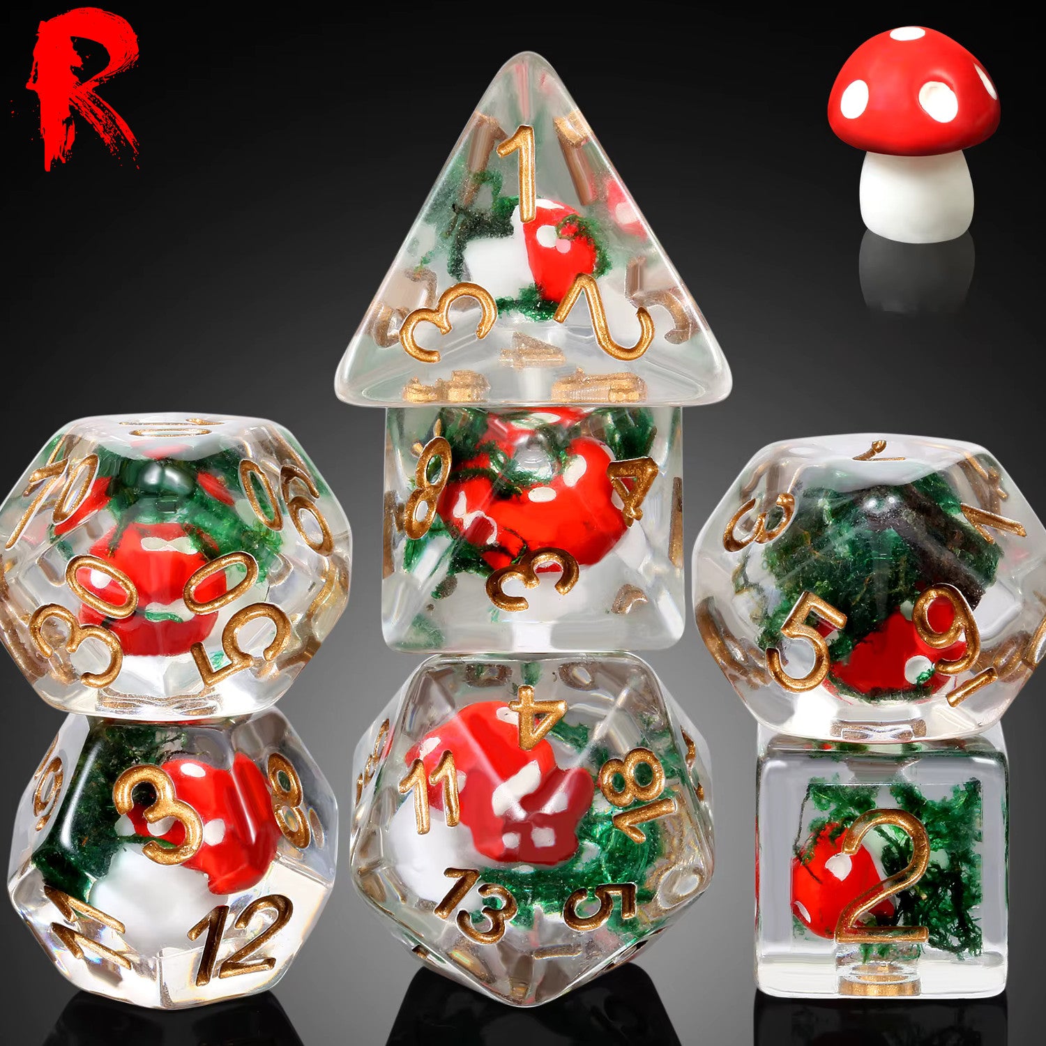 Red Mushroom Resin Dice RPG Set - Ronin Games