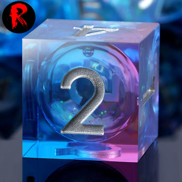 Crystal Palace - Sharp Edge Liquid Core Dice - Blue & Pink RPG Dice Set
