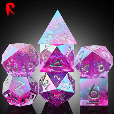 Electronic Heart - Rose Iridsescent 7-Dice RPG Set - Ronin Games Dice