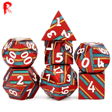 Red Rainbow - Metal 7-Dice RPG Set - Ronin Games Dice SMD004