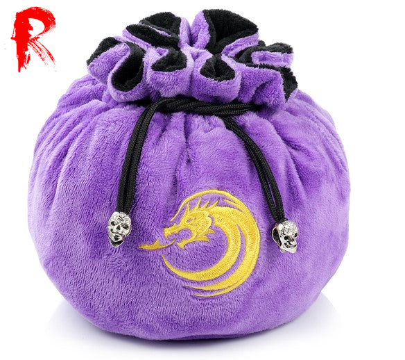 Multipocket Super Soft Dice Bag - Purple with Gold Dragon - Ronin Games