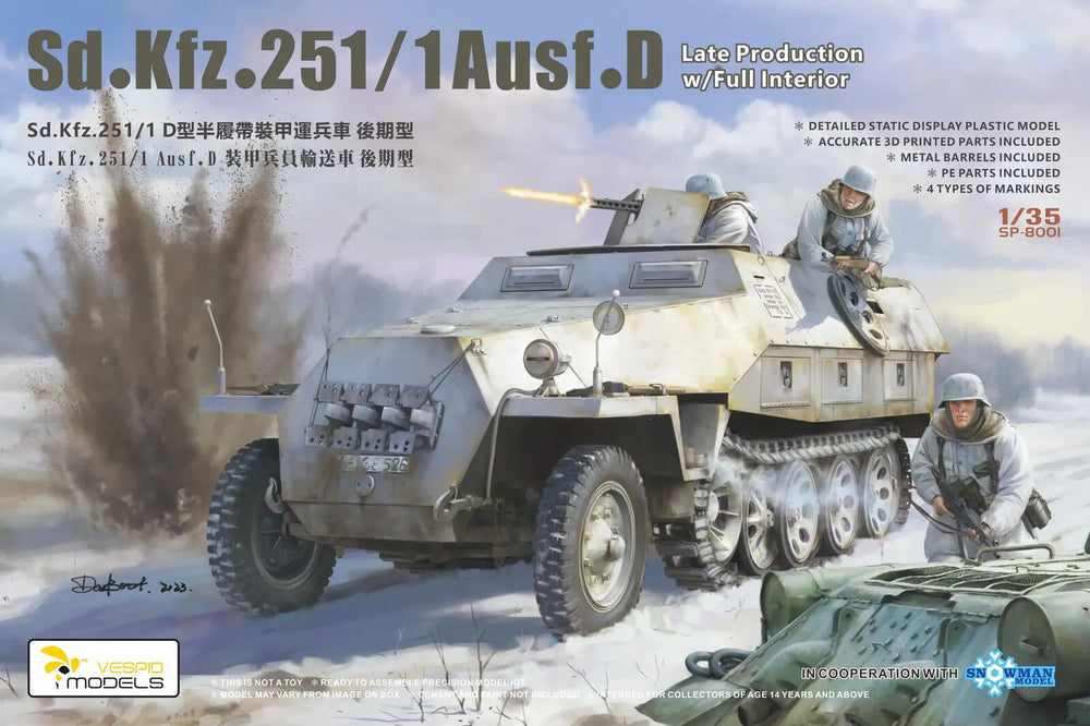 Vespid 1/35 Sd.Kfz.251/1 Ausf.D Late Production w/Full Interior Plastic Model Kit