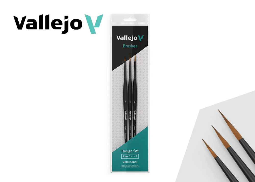 Vallejo Brushes - Detail - Design Set - Synthetic fibers (Sizes 0, 1 & 2)