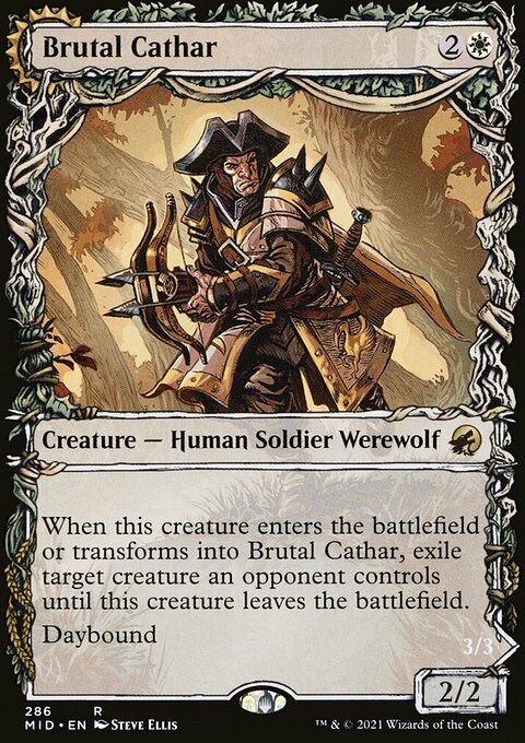 Brutal Cathar // Moonrage Brute (Showcase Equinox) [Innistrad: Midnight Hunt]