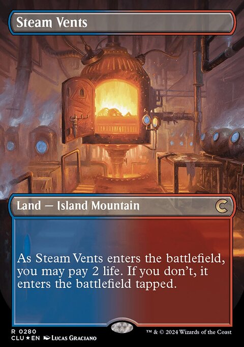 Steam Vents (Borderless) [Ravnica: Clue Edition]