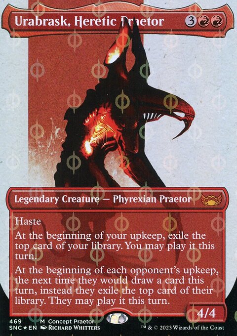 Urabrask, Heretic Praetor (Borderless Concept Praetors Step-and-Compleat Foil) [Phyrexia: All Will Be One]