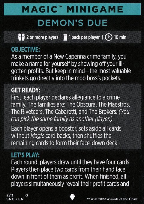 Demon's Due (Magic Minigame) [Streets of New Capenna Minigame]