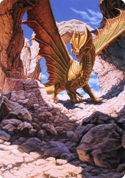 Ancient Brass Dragon Art Card (02) (Gold-Stamped Signature) [Commander Legends: Battle for Baldur's Gate Art Series]