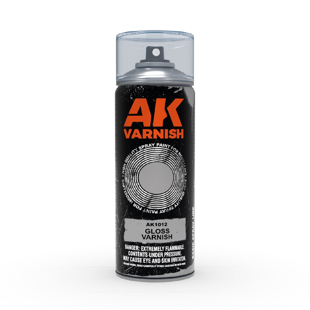 Ak Interactive - Aerosol Spray Primer  - Gloss Varnish - Spray 400ml (Includes 2 Nozzles)