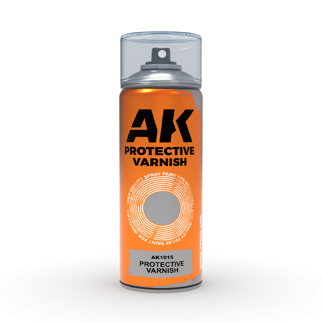 Ak Interactive - Aerosol Spray Primer  - Protective Varnish - Spray 400ml (Includes 2 Nozzles)