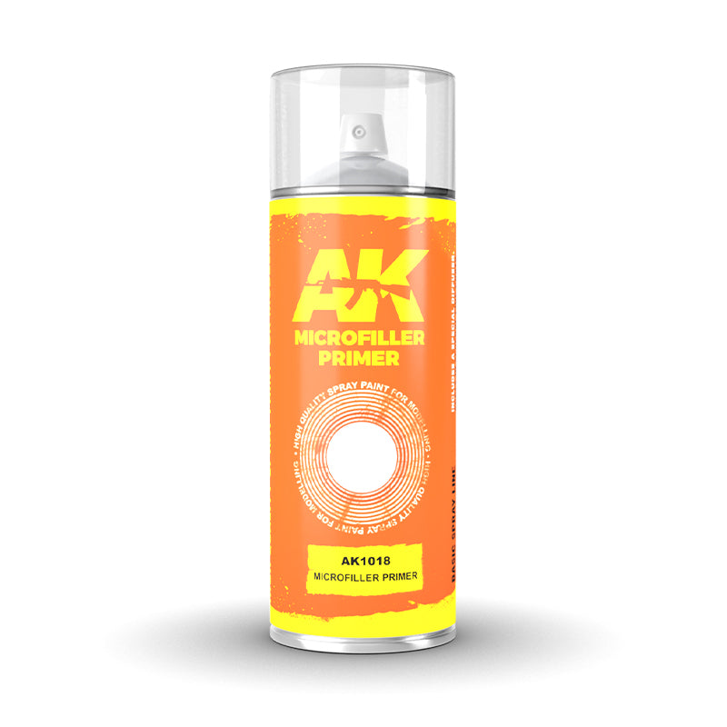 Ak Interactive - Aerosol Spray Primer  - Microfiller Primer - Spray 150ml (Includes 2 Nozzles)