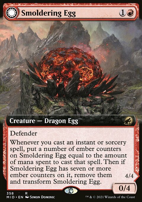 Smoldering Egg // Ashmouth Dragon (Extended Art) [Innistrad: Midnight Hunt]