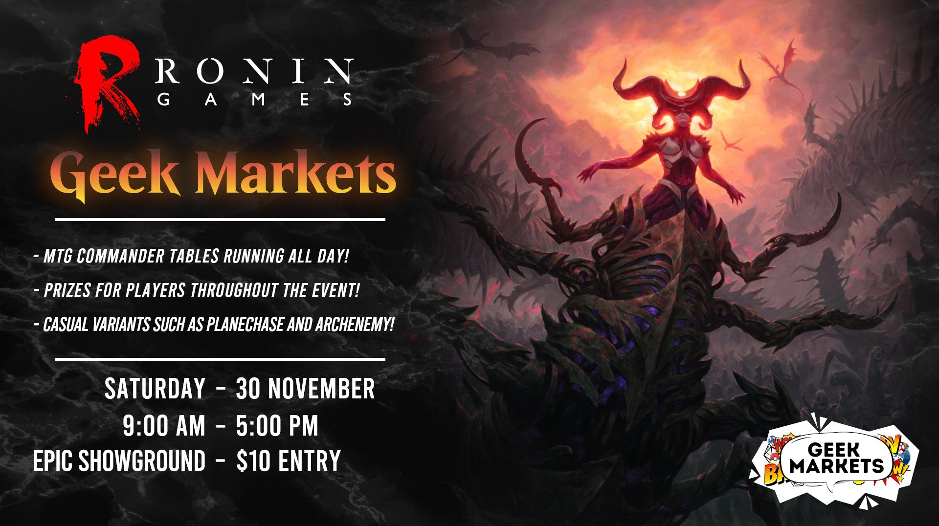 MTG Commander at the Geek Markets! ticket - Sat, 30 Nov 2024