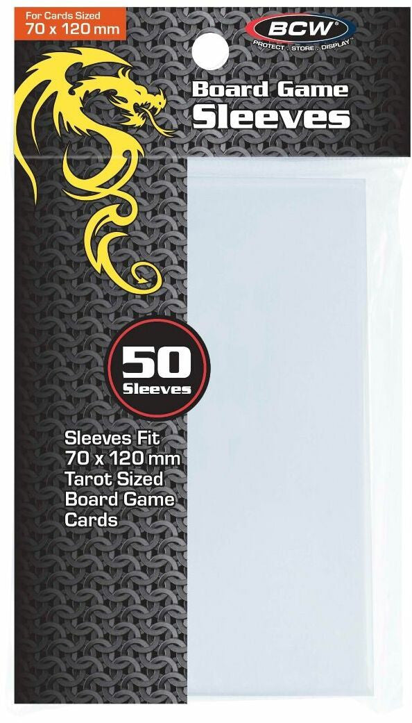 BCW Board Game Sleeves Standard Tarot Clear (70mm x 120mm) (50 Sleeves Per Pack)