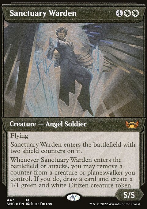 Sanctuary Warden (Showcase Art Deco Foil Etched) [Streets of New Capenna]