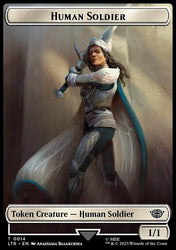 Human Soldier (0014) // Food (0024) Double-Sided Token (Surge Foil) [The Lord of the Rings: Tales of Middle-Earth Tokens]