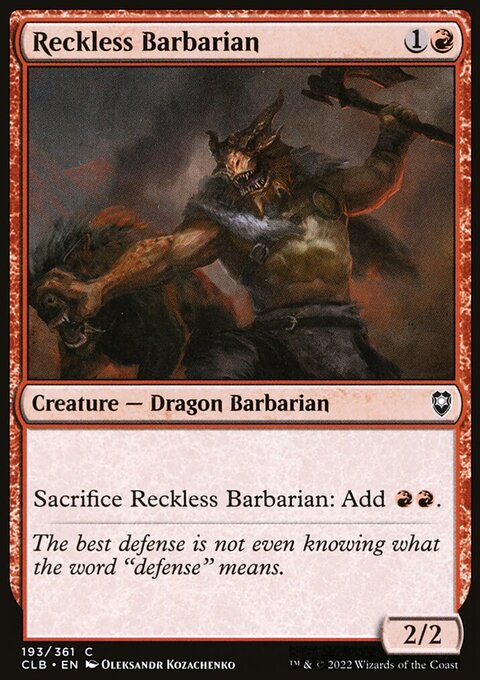 Reckless Barbarian [Commander Legends: Battle for Baldur's Gate]
