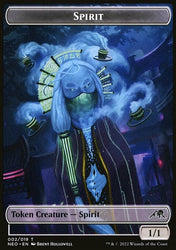 Spirit (002) // Tezzeret, Betrayer of Flesh Emblem Double-Sided Token [Kamigawa: Neon Dynasty Tokens]