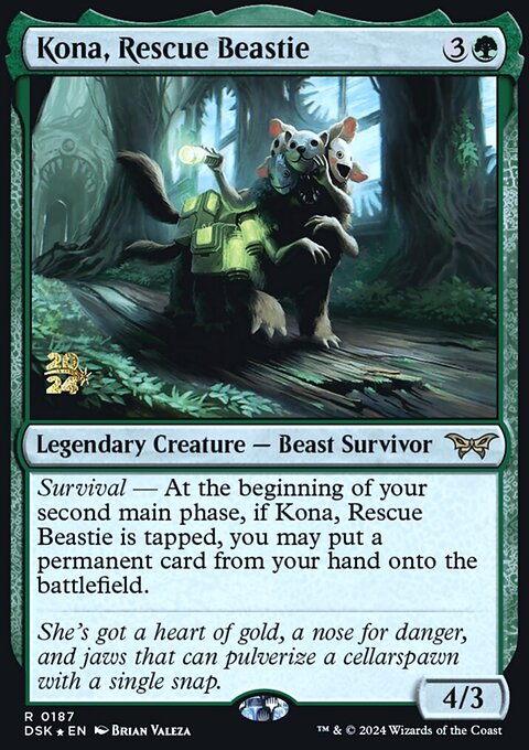 Kona, Rescue Beastie (0187) [Duskmourn: House of Horror Prerelease Promos]