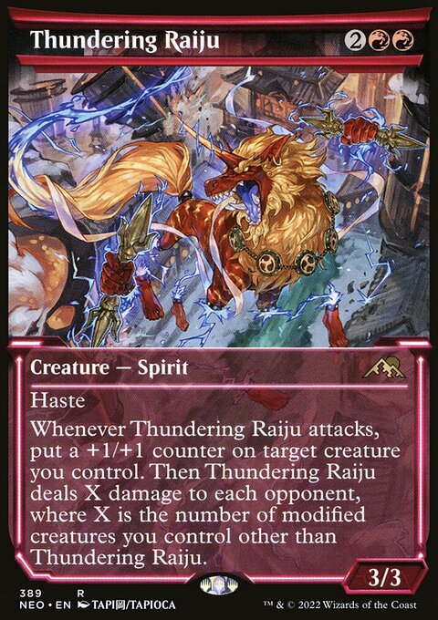 Thundering Raiju (Showcase Soft Glow) [Kamigawa: Neon Dynasty]