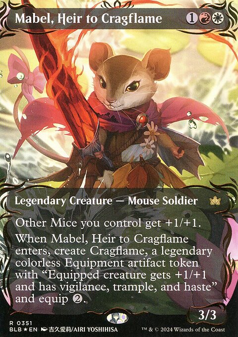Mabel, Heir to Cragflame (Borderless) (Raised Foil) [Bloomburrow]