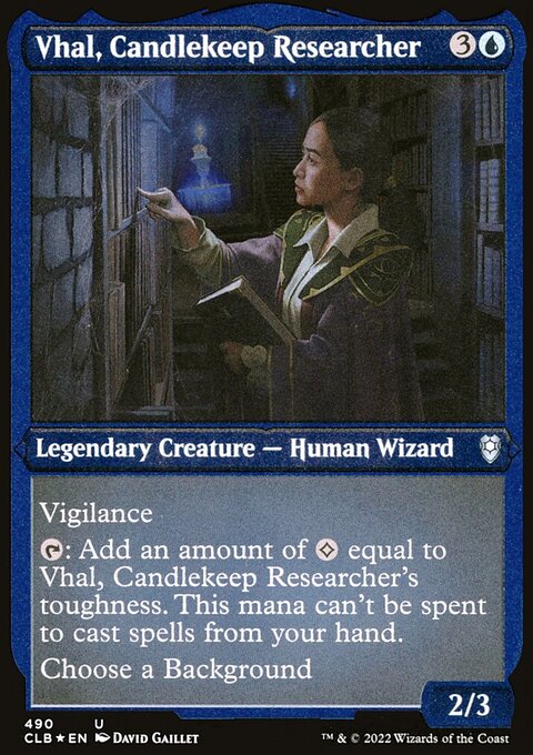 Vhal, Candlekeep Researcher (Foil Etched) [Commander Legends: Battle for Baldur's Gate]