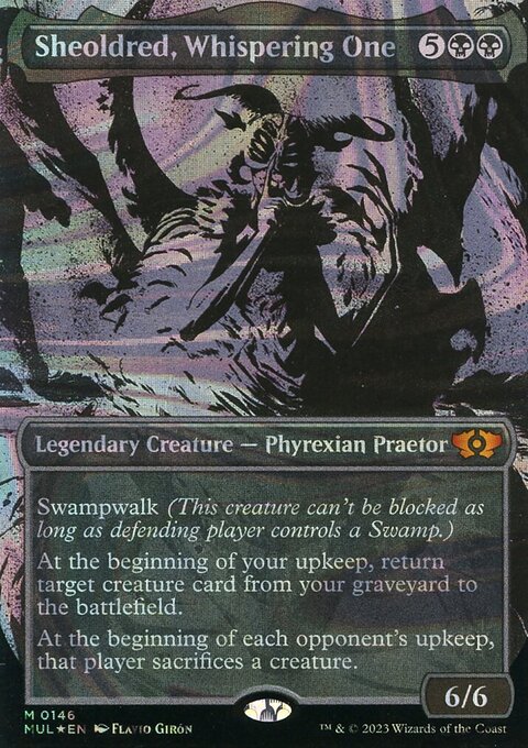 Sheoldred, Whispering One (Halo Foil) [Multiverse Legends]