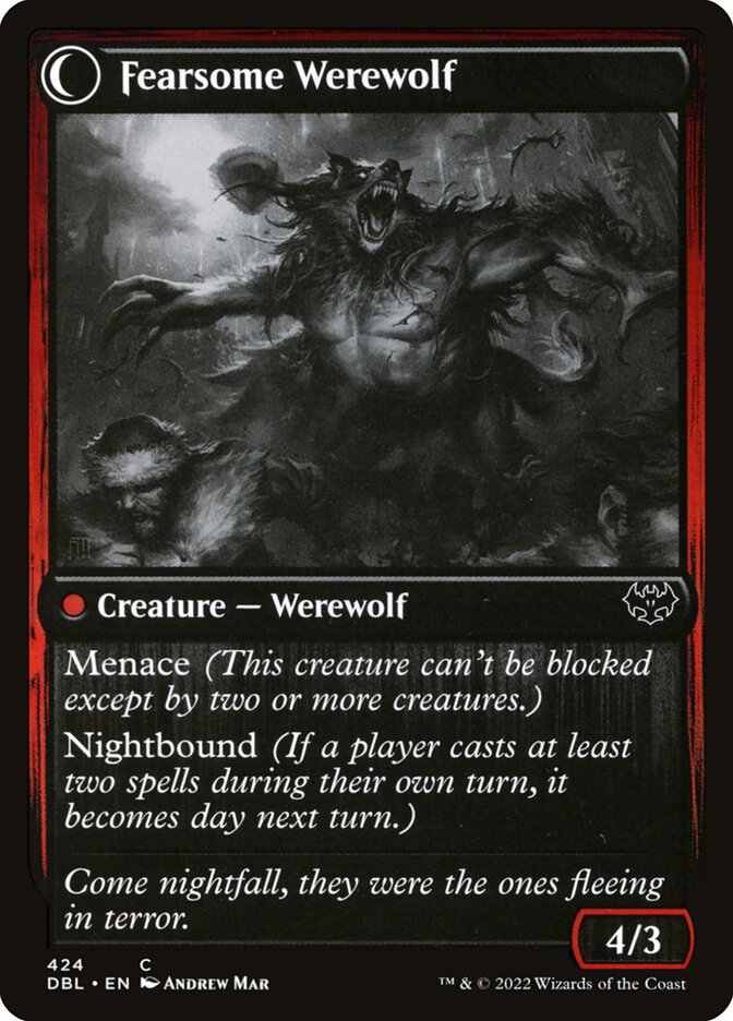 Fearful Villager // Fearsome Werewolf [Innistrad: Double Feature]