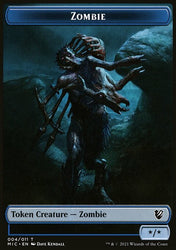 Zombie (005) // Zombie (004) Double-Sided Token [Innistrad: Midnight Hunt Commander Tokens]