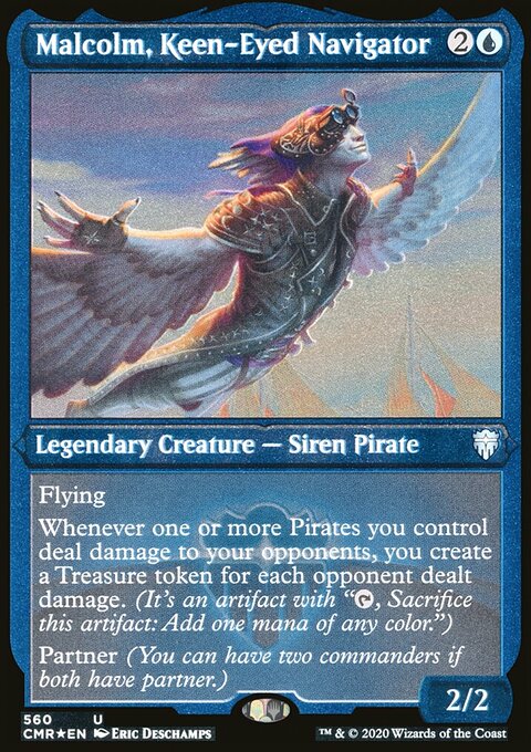 Malcolm, Keen-Eyed Navigator (Etched) [Commander Legends]
