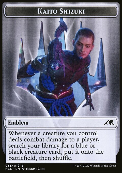 Spirit (002) // Kaito Shizuki Emblem Double-Sided Token [Kamigawa: Neon Dynasty Tokens]
