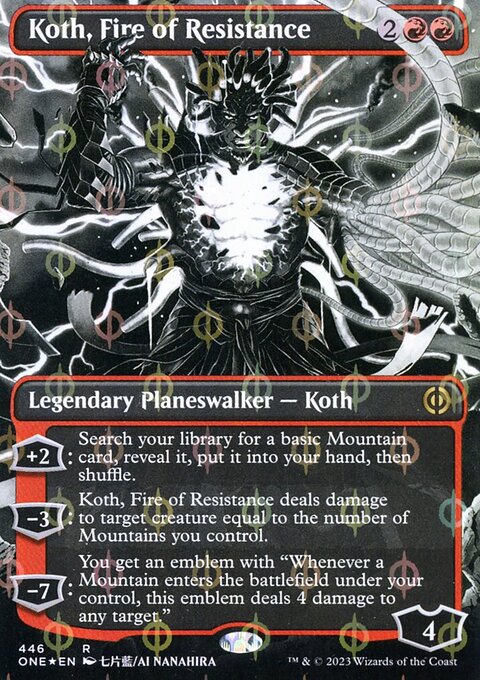 Koth, Fire of Resistance (Borderless Manga Step-and-Compleat Foil) [Phyrexia: All Will Be One]