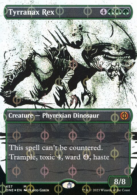 Tyrranax Rex (Borderless Ichor Step-and-Compleat Foil) [Phyrexia: All Will Be One]