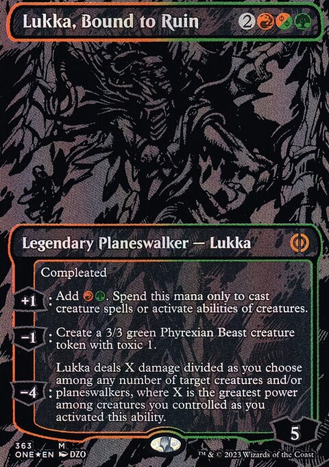 Lukka, Bound to Ruin (Oil Slick Raised Foil) [Phyrexia: All Will Be One]