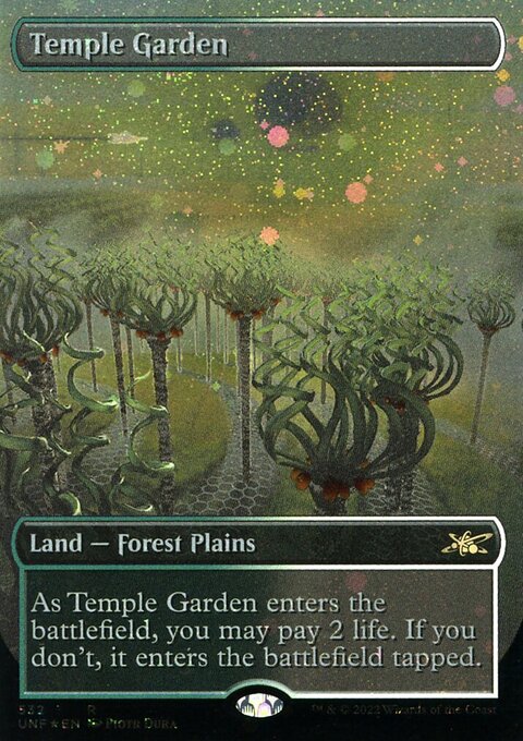 Temple Garden (Borderless) (Galaxy Foil) [Unfinity]