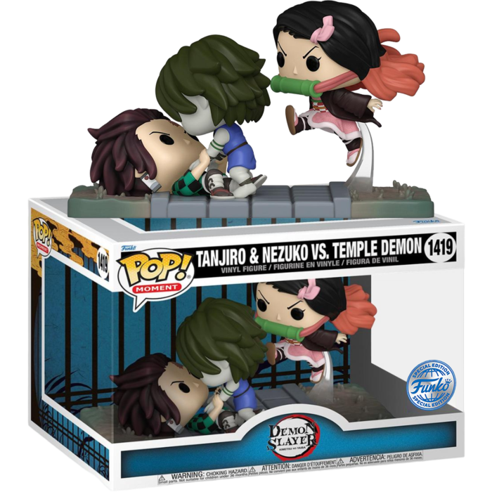 Demon Slayer - Tanjiro & Nezuko Vs Temple Demon Pop! Moment Vinyl Figure