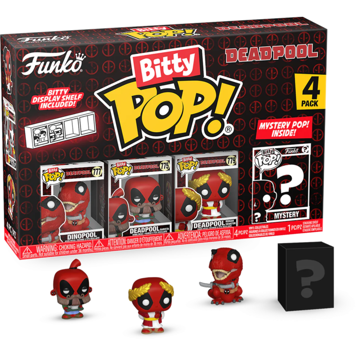 Deadpool - Dinopool, Deadpool (Barista), Deadpool (Roman Senator) & Mystery Bitty Pop! Vinyl Figure 4-Pack