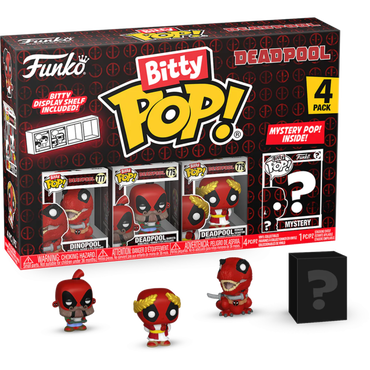 Deadpool - Dinopool, Deadpool (Barista), Deadpool (Roman Senator) & Mystery Bitty Pop! Vinyl Figure 4-Pack