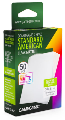 Gamegenic Board Game Card Sleeves - Standard American Clear Matte (59mm x 91mm) (50 Sleeves Per Pack)