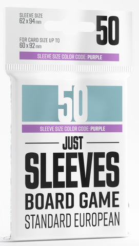 Gamegenic Just Sleeves - Size Code PURPLE - Standard European Sized (59mm x 91mm) (50 Sleeves Per Pack)