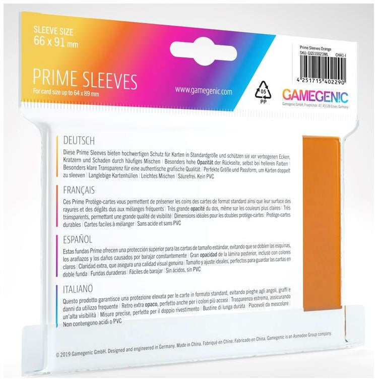 Gamegenic Prime Card Sleeves Orange (66mm x 91mm) (100 Sleeves Per Pack)