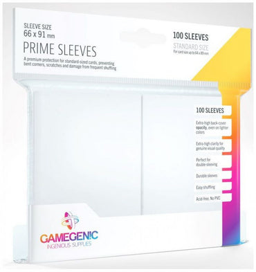 Gamegenic Prime Card Sleeves White (66mm x 91mm) (100 Sleeves Per Pack)