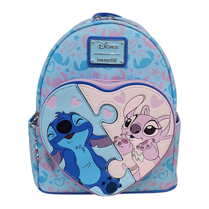 Lilo & Stitch - Stitch & Angel Puzzle 10" Faux Leather Mini Backpack