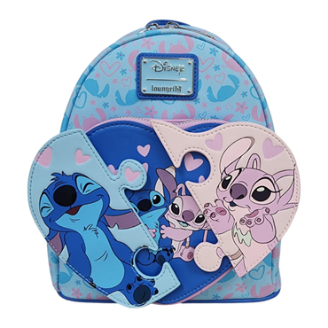 Lilo & Stitch - Stitch & Angel Puzzle 10" Faux Leather Mini Backpack